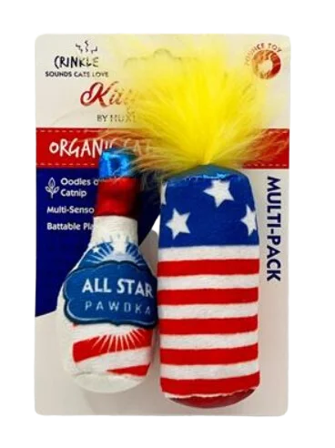 Kittybelles Plush Cat Toy Firecracker & All Star Pawdka 2 pk