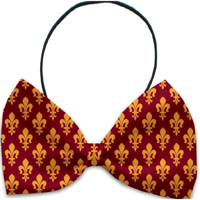 Dog Bow Tie Maroon Fleur De Lis