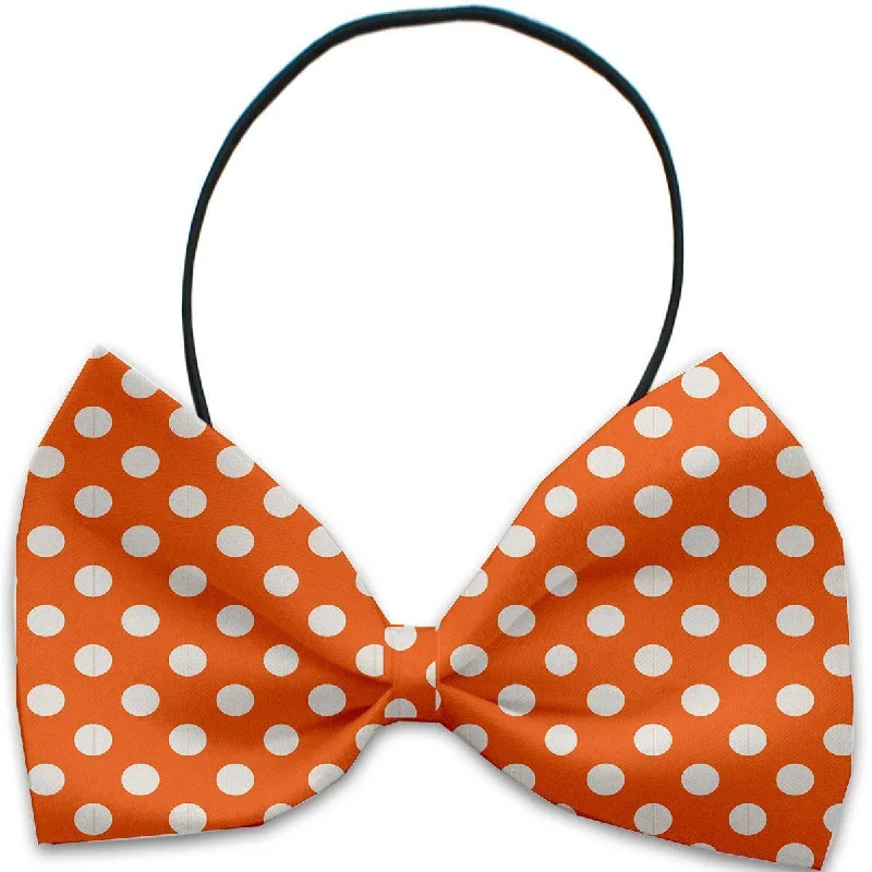 Dog Bow Tie Melon Orange Swiss Dots