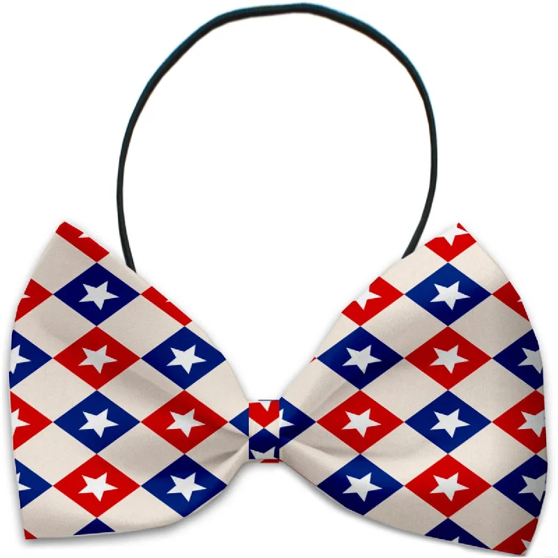 Dog Bow Tie Patriotic Checkered Stars