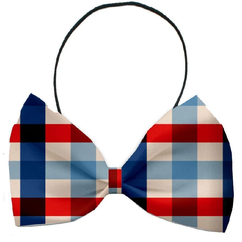 Dog Bow Tie Patriotic Plaid