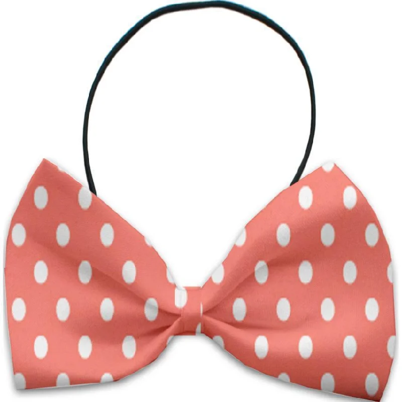 Dog Bow Tie Peach Polka Dots