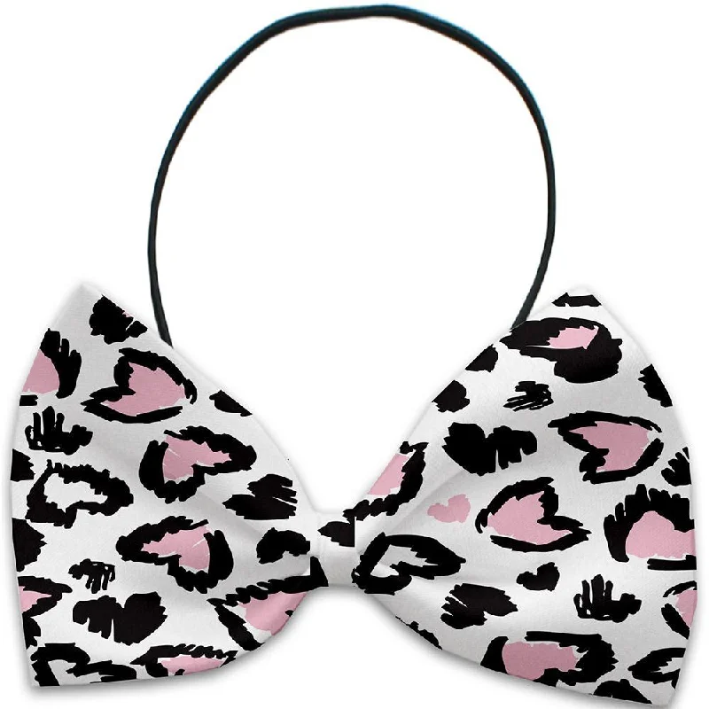 Dog Bow Tie Pink Leopard Hearts