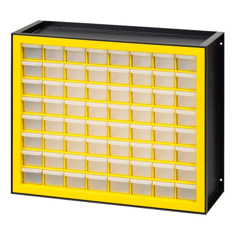 64 Drawer Parts Cabinet, Black/Yellow