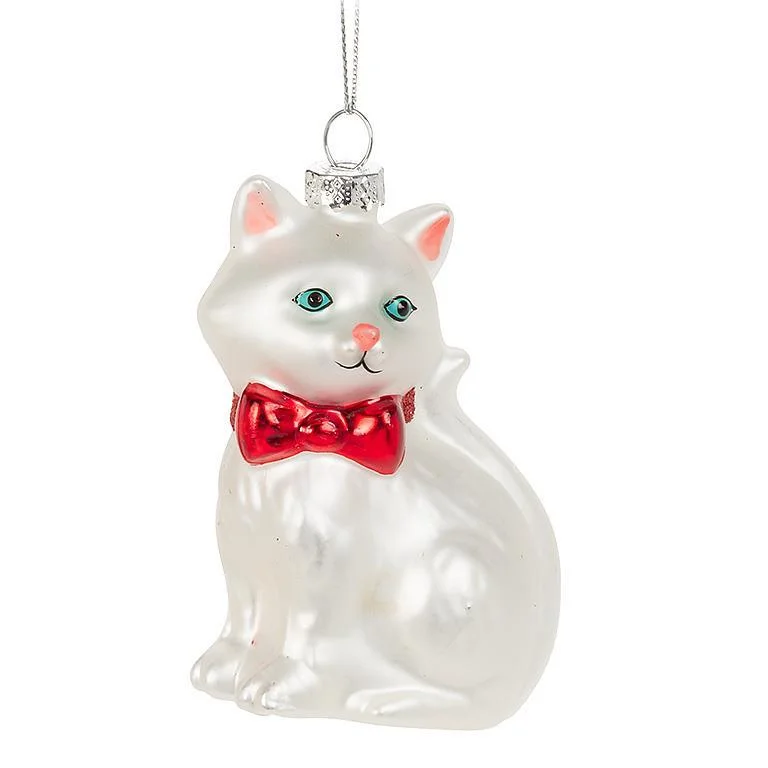 ABBOTT Sitting Cat with Bow Ornament