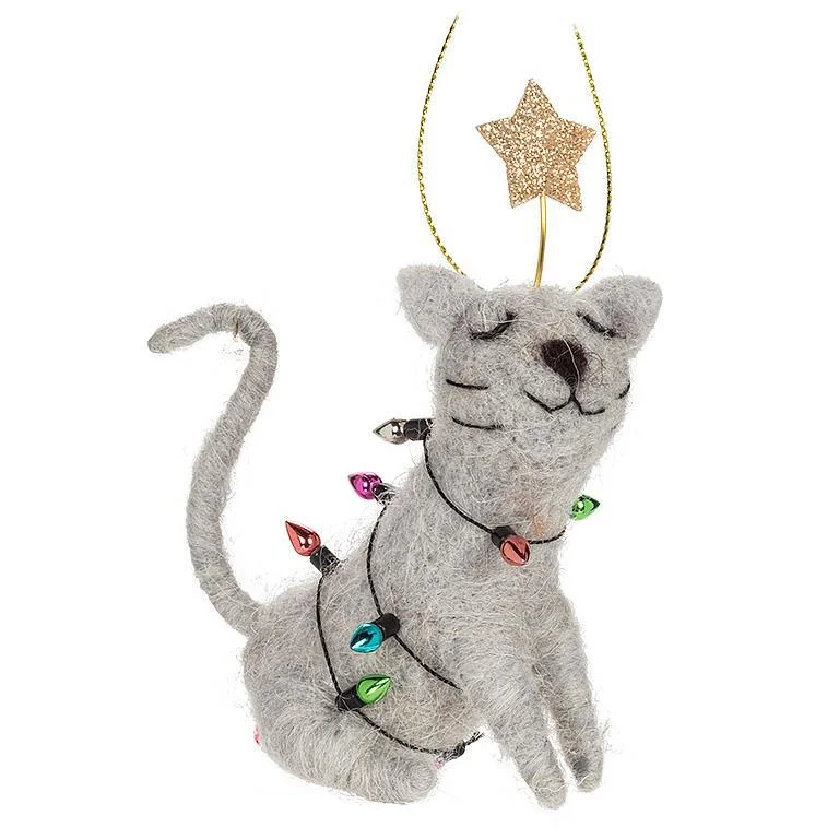 ABBOTT Sitting Cats with Lights Ornament