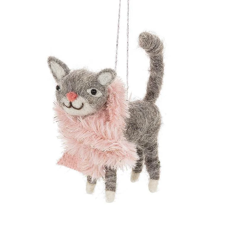 ABBOTT Standing Cat with Scarf Ornament