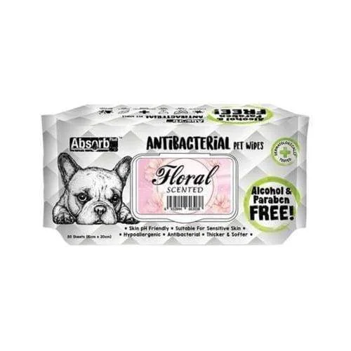 [3 FOR $11] Absorb Plus AntiBacterial Pet Wipes 80pcs (Floral)