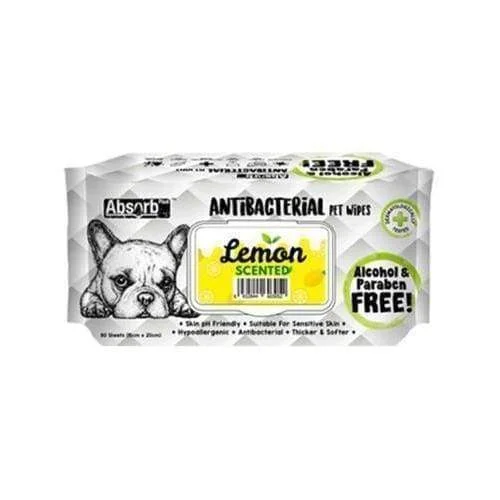 [3 FOR $11] Absorb Plus AntiBacterial Pet Wipes 80pcs (Lemon)