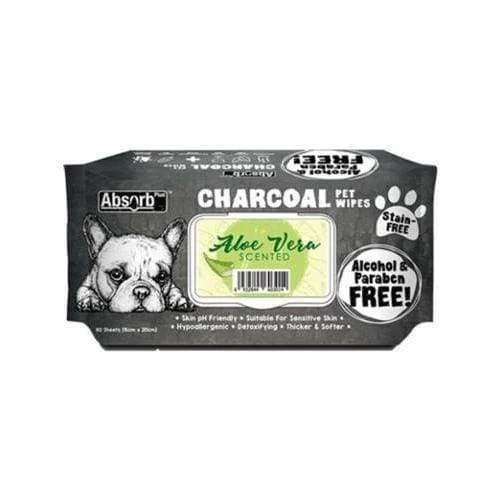 [3 FOR $15] Absorb Plus Charcoal Pet Wipes 80pcs (Aloe Vera)