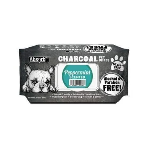 [3 FOR $15] Absorb Plus Charcoal Pet Wipes 80pcs (Peppermint)