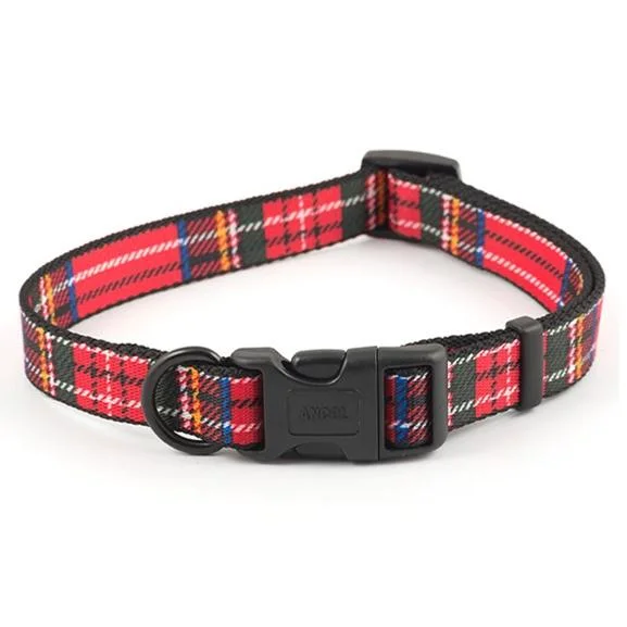 Ancol Red Tartan Adjustable Nylon Collar