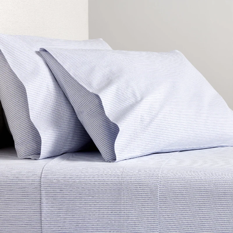 Blue Oxford Stripe Cotton Sheet Set