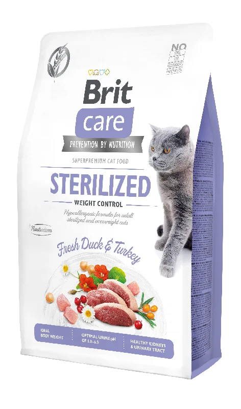 BRITCARE GRAIN-FREE STERLISED WEIGHT CONTROL DUCK & TURKEY FR CAT 2KG