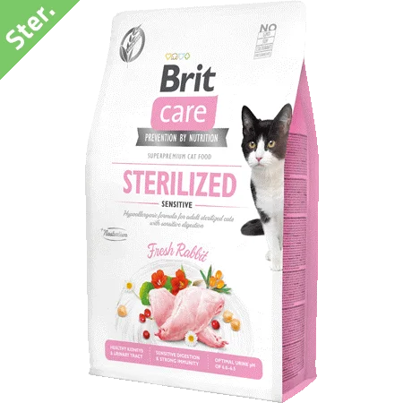 BRITCARE GRAIN-FREE STERLISED  SENSITIVE FRESH RABBITE FR CAT 2KG