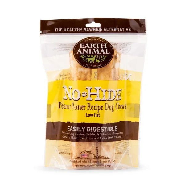 Earth Animal - No Hide Chews - Peanut Butter - Medium 120g - 2pk