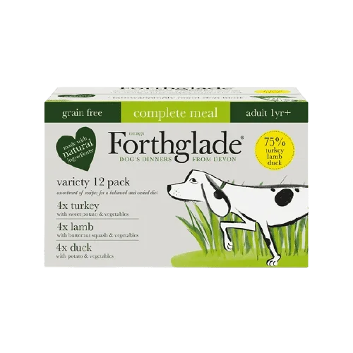 Forthglade - Multi Pack Adult Complete Grain Free Food - Turkey, Lamb, Duck - 12x395g