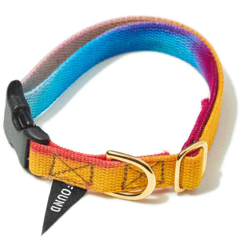 Found My Animal Rainbow Hand Dyed Flat Snap Dog Collar