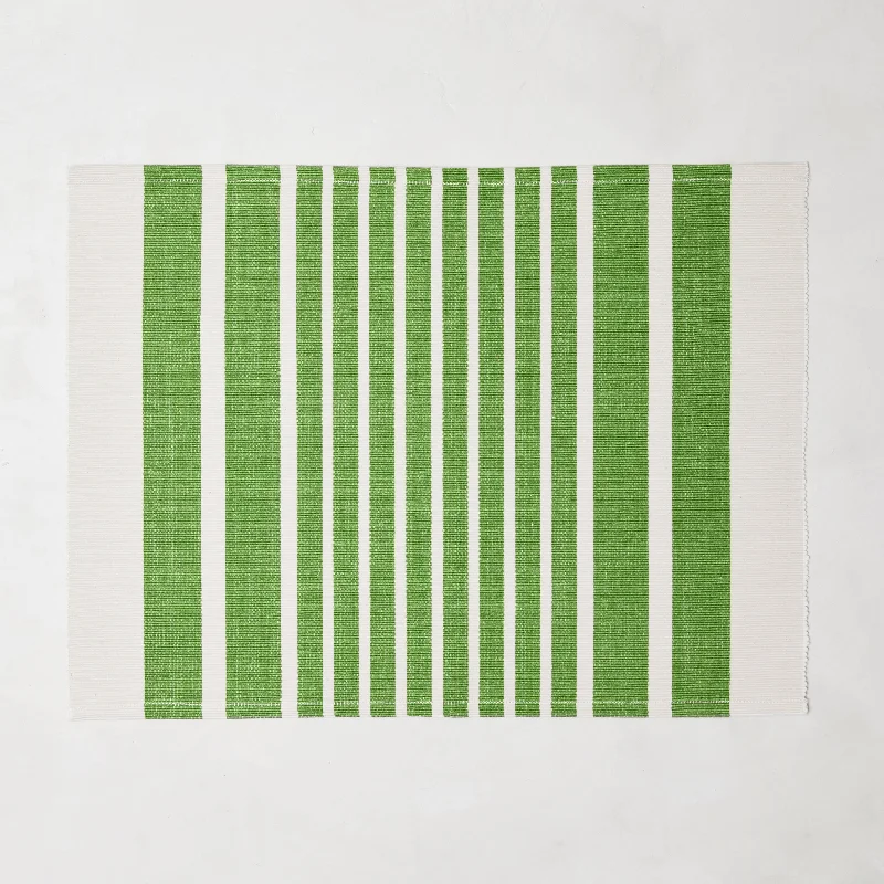 Green Stripe Woven Placemats, Set of 4