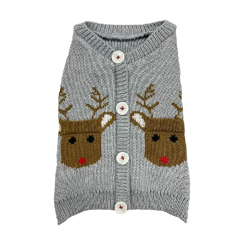 Holly & Robin | Christmas Dog Jumper | Reindeer Cardigan