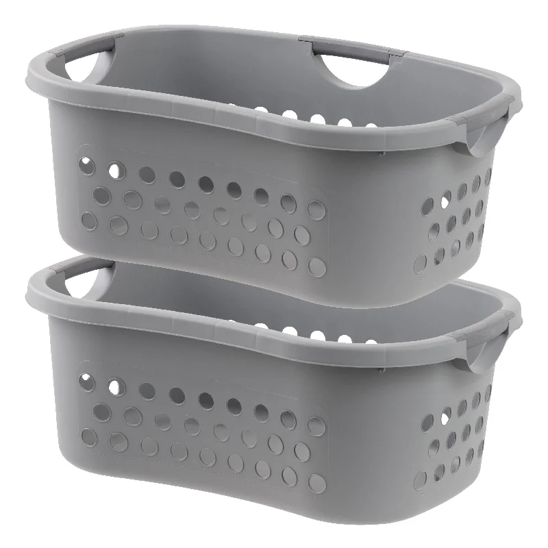 Hip Hamper Laundry Basket, Gray/Dark Gray, Pack of 2