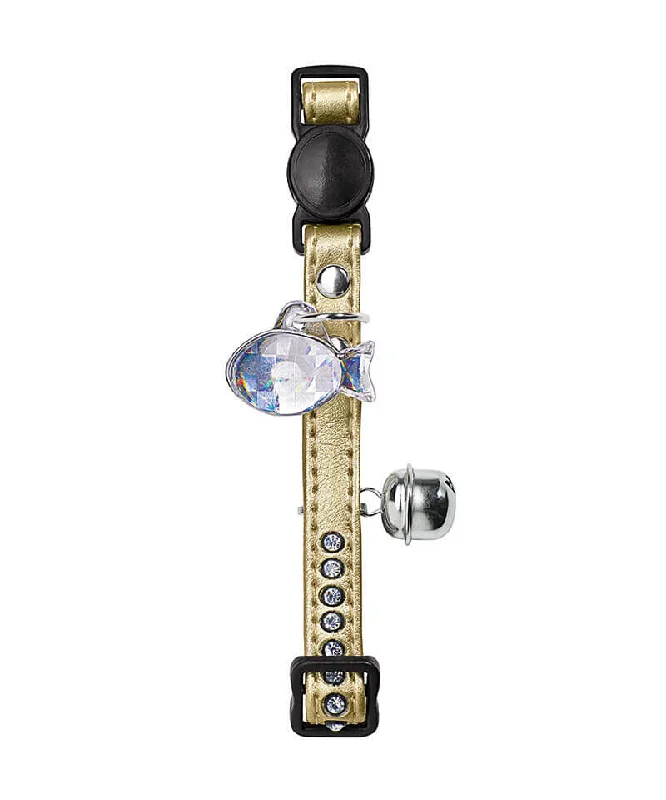 HUNTER Modern Art Luxus Swarovski Inlay Faux Leather Collar, Gold