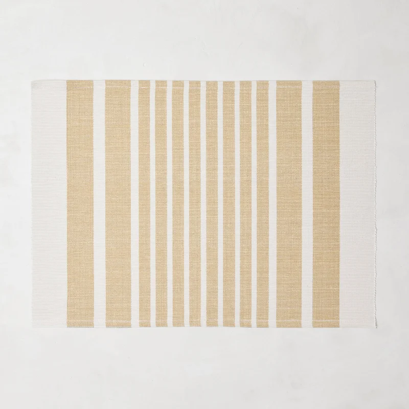 Khaki Stripe Woven Placemats, Set of 4