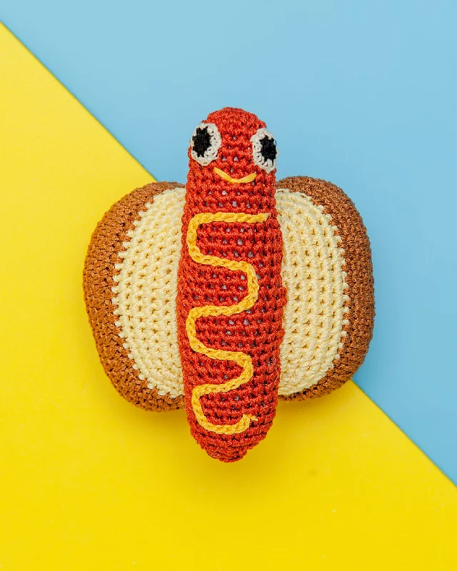 Hot Dog Organic Knit Dog Toy