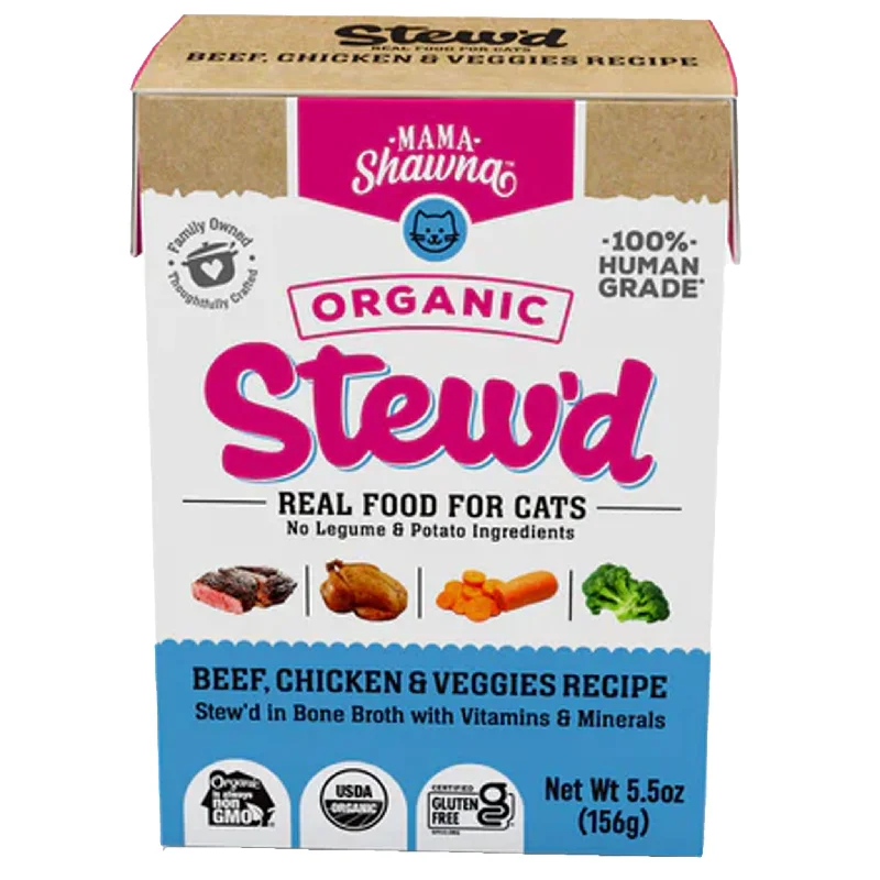 Mama Shawna Organic Stew'd Cat Beef, Chicken, & Veggies 5.5 oz