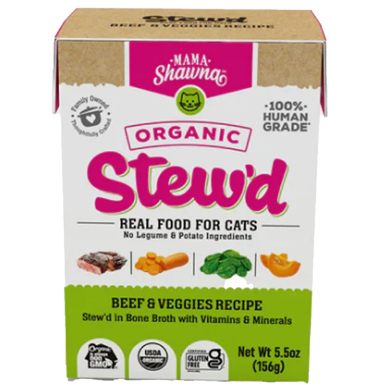 Mama Shawna Organic Stew'd Cat Beef & Veggies 5.5 oz