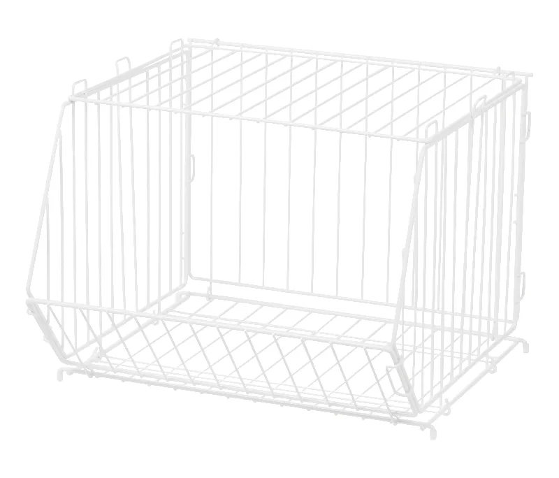 Modular Wire Stacking Storage Basket, White