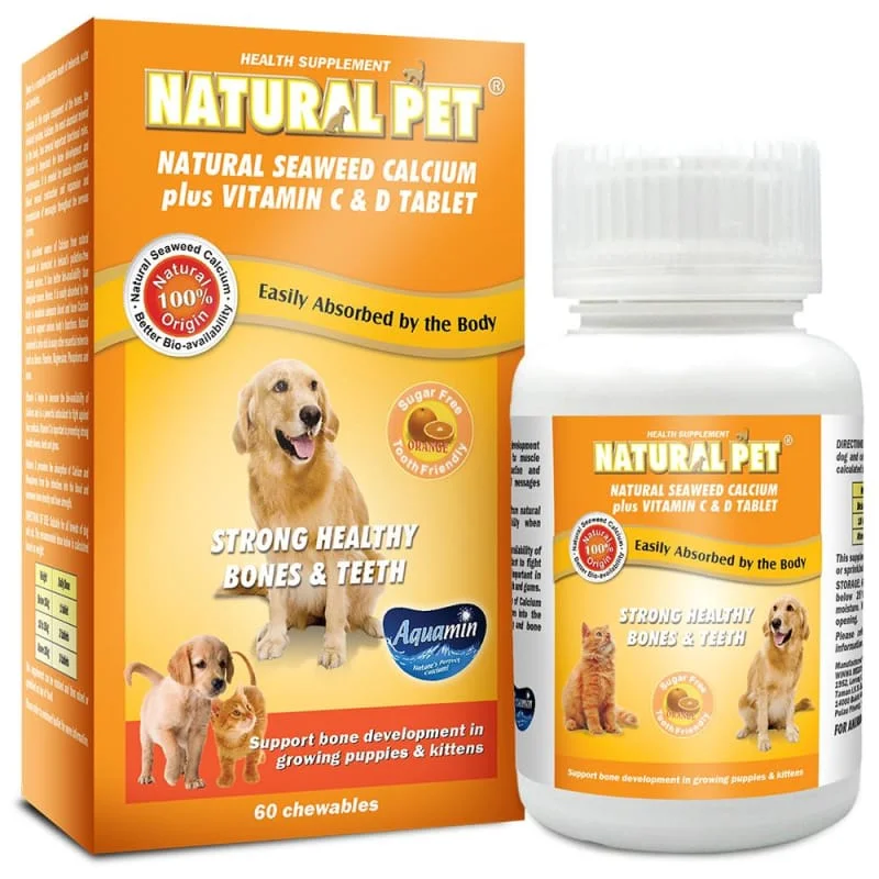 20% OFF Natural Pet Seaweed Calcium Plus Vitamin C & D Pet Supplement 60 tablets