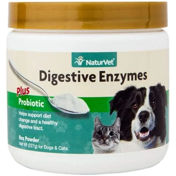 [20% OFF] NaturVet Digestive Enzymes Plus Pre & Probiotics Powder For Dogs & Cats 8oz