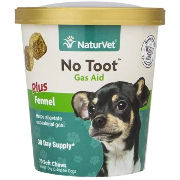 NaturVet No Toot Gas Aid Soft Chews Dog Supplement 70ct