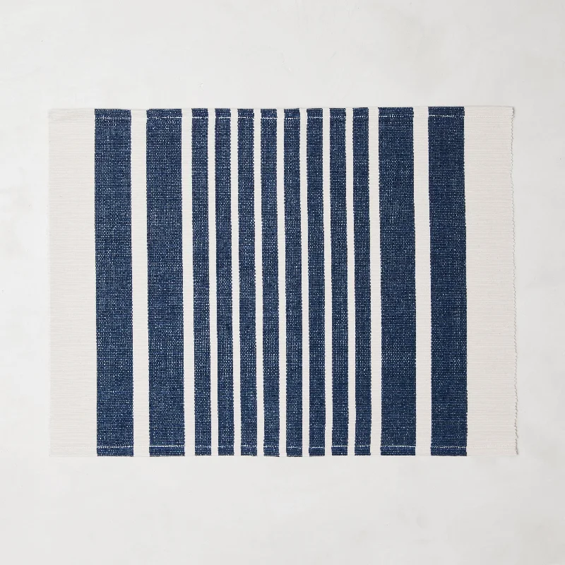 Navy Stripe Woven Placemats, Set of 4