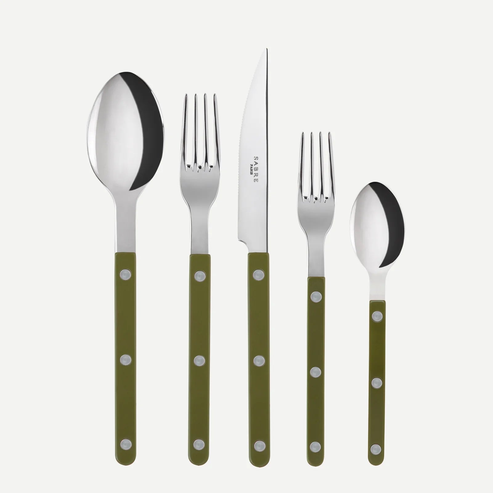 Olive Green Bistro 5-Piece Flatware Set