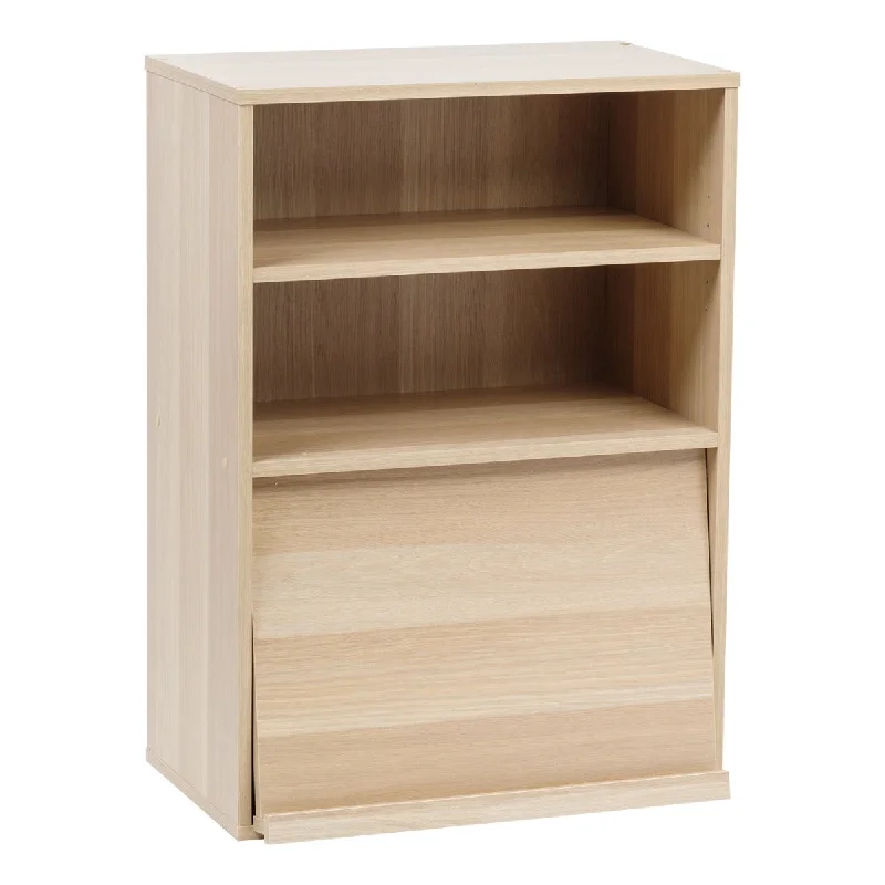 Open Wood Shelf with Pocket Door, Light Brown, Collan Series