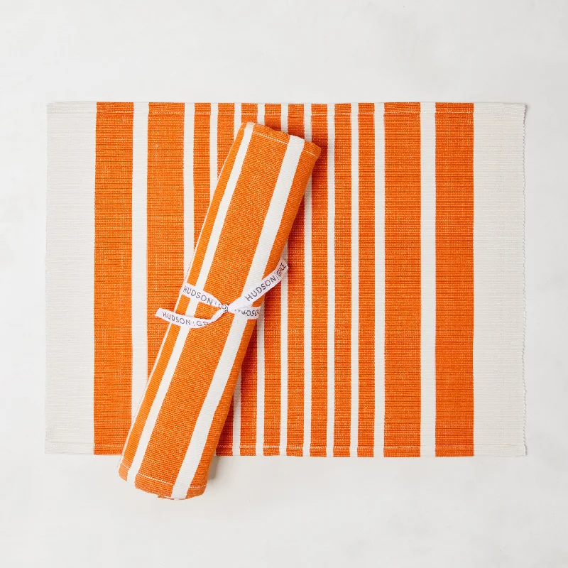 Orange Stripe Woven Placemats, Set of 4