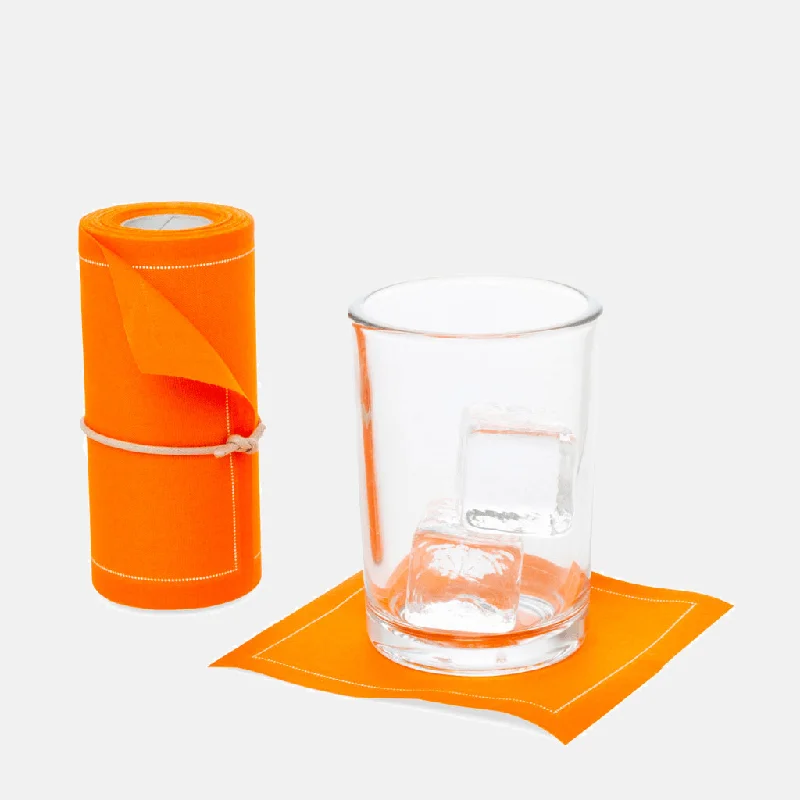 Orange Tear-Off Cotton Cocktail Napkin, Roll of 50