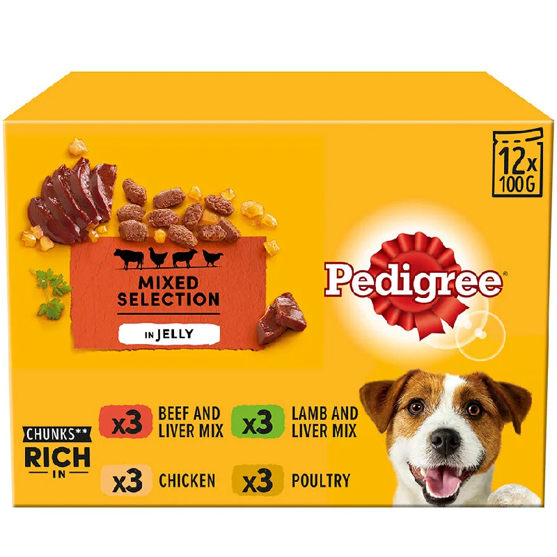 Pedigree | Wet Dog Food Pouches | Favourites In Jelly - 12 x 100g