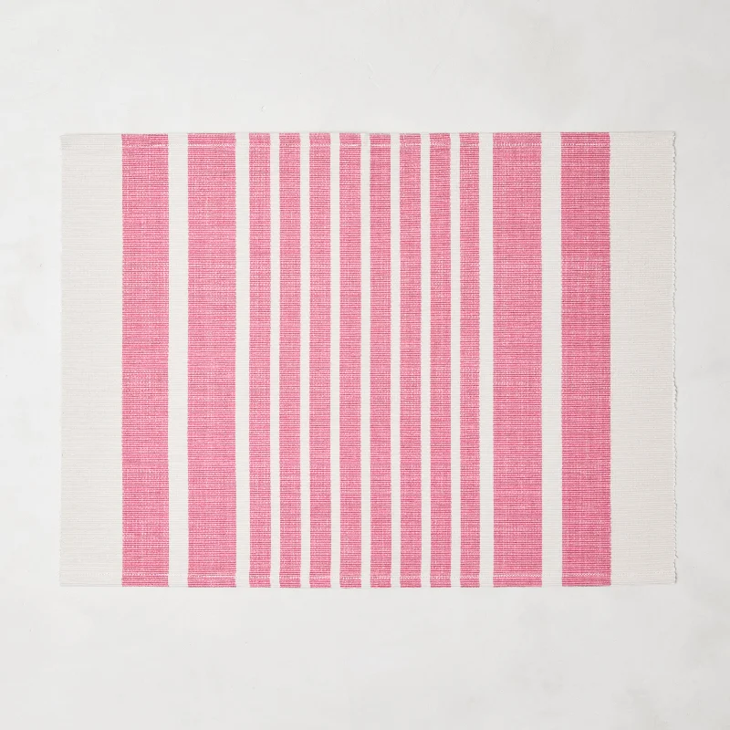 Pink Stripe Woven Placemats, Set of 4