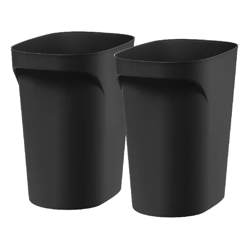 Plastic Trash-Can Wastebasket for Bathroom-Kitchen-Bedroom, 6 Gallon, 2PC