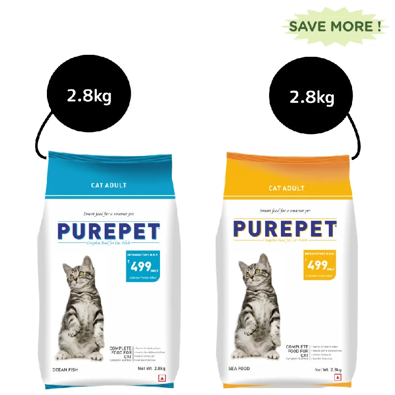 Purepet Seafood and Ocean Fish Adult Cat Dry Food Combo