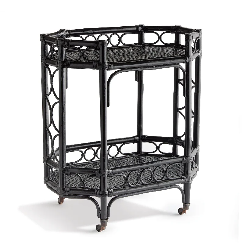 Raelyn Black Rattan Bar Cart