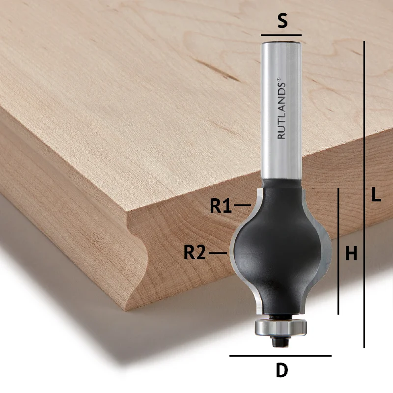 Router Bit - Stair Handrail - D=32mm H=38mm R1=9.5mm R2=12.5mm L=93mm S=1/2"