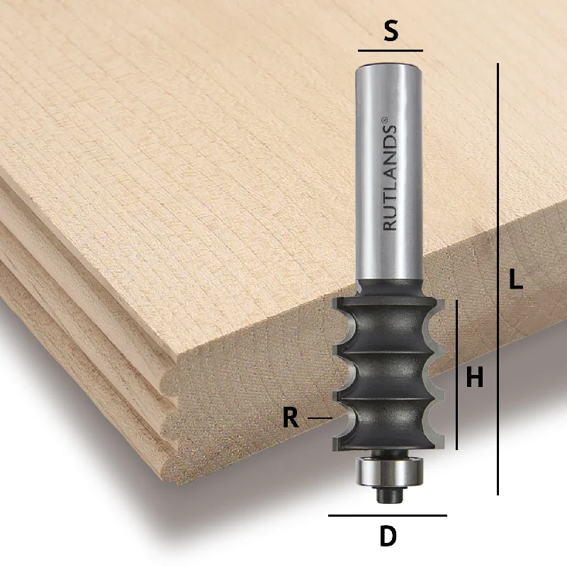 Router Bit - Triple Beading - D=22.2mm H=28.6mm R=3.18mm L=82.5mm S=1/2"