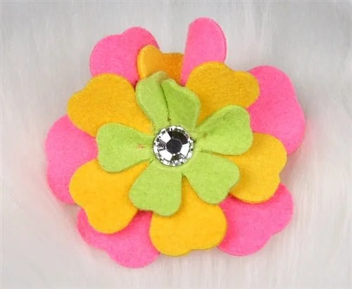 Susan Lanci Fantasy Flower Collection Hair Bow- Perfect Pink-Sunshine-Kiwi