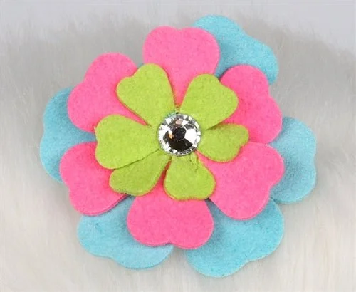 Susan Lanci Fantasy Flower Collection Hair Bow- Tiffi Blue-Perfect Pink-Kiwi