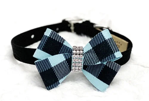 Susan Lanci Tiffi Gingham Nouveau Bow Ultrasuede Collar