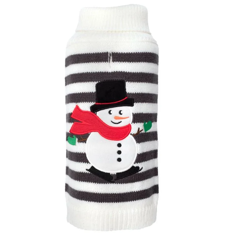 The Worthy Dog Stripe Snowman Dog Sweater